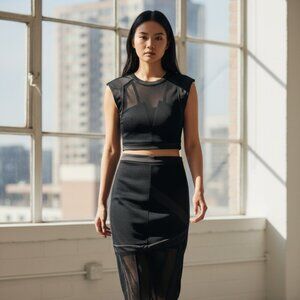 Rehab NWT two-piece mesh top and skirt - Small